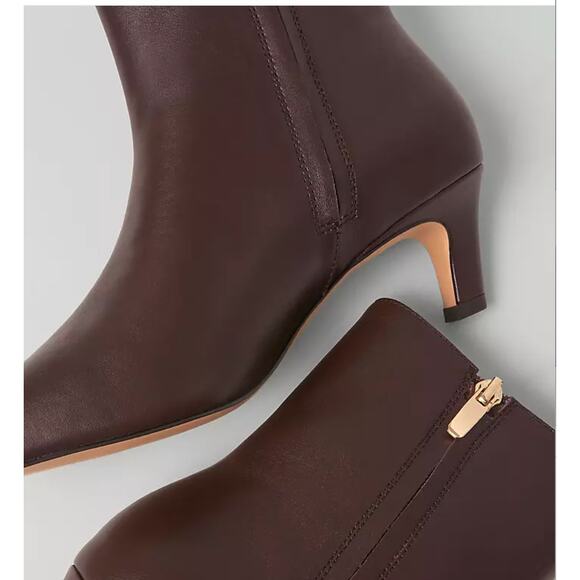 Ann Taylor Leather Skinny Heeled Bootie Boot Brown 8.5 - Picture 6 of 6